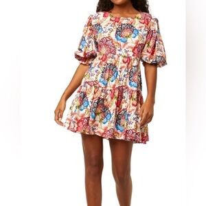 Misa Los Angeles Honor Open-Back Floral Mini Dress, size S